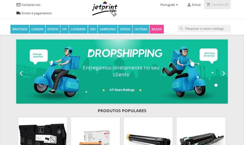Página inicial da loja online Jetprint
